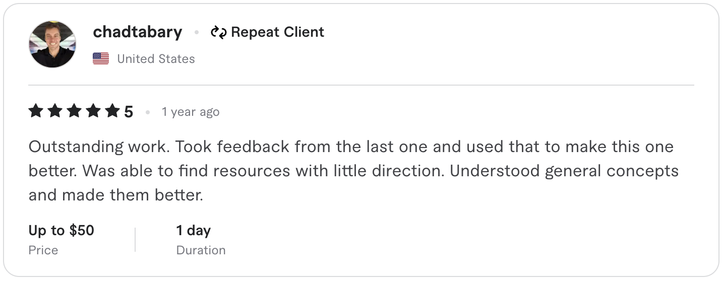 Fiverr review screenshot 5